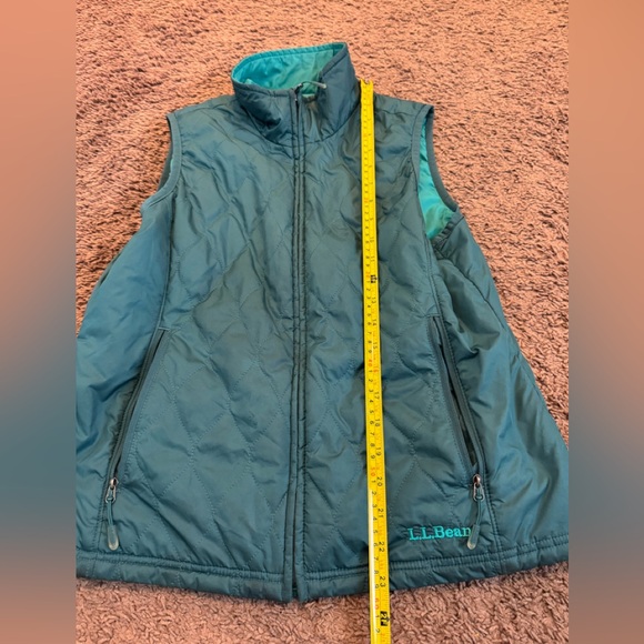 L.L. Bean Reversible Quilted Light Weight Vest Turquoise Teal S Petite - Picture 9 of 11